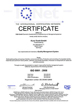 Zertifikat IQNet ISO 9001:2008 Zertifikat IQNet ISO 9001:2008